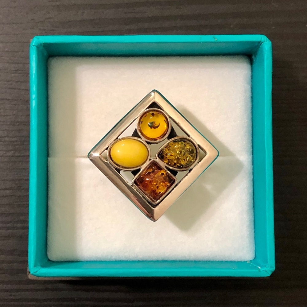 Amber Sterling Silver Ring